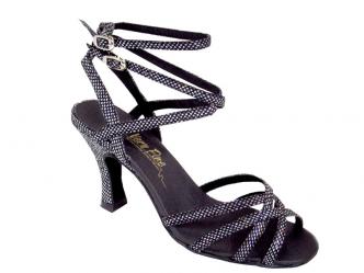 dansschoenen zwart zilver glitterstof  